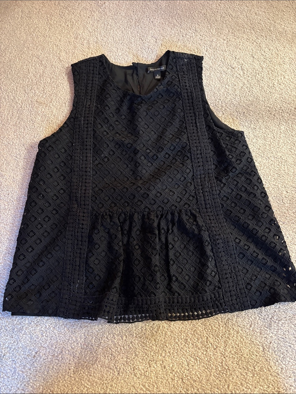 Black Lace Sleeveless Peplum Top